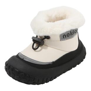 冬季新款宝宝雪地靴加绒毛毛鞋男女儿童保暖棉靴软底学步婴儿鞋子