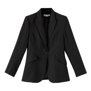 晚白2026年春新款纯色气质上衣翻驳领干练利落通勤西装外套女