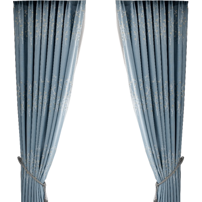 轻奢现代简约蓝色提花窗帘布定制