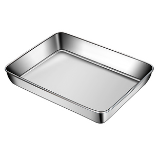厨房备菜盘大号方盘不锈钢平底盘子长方形盒子带盖托盘商用加深盘