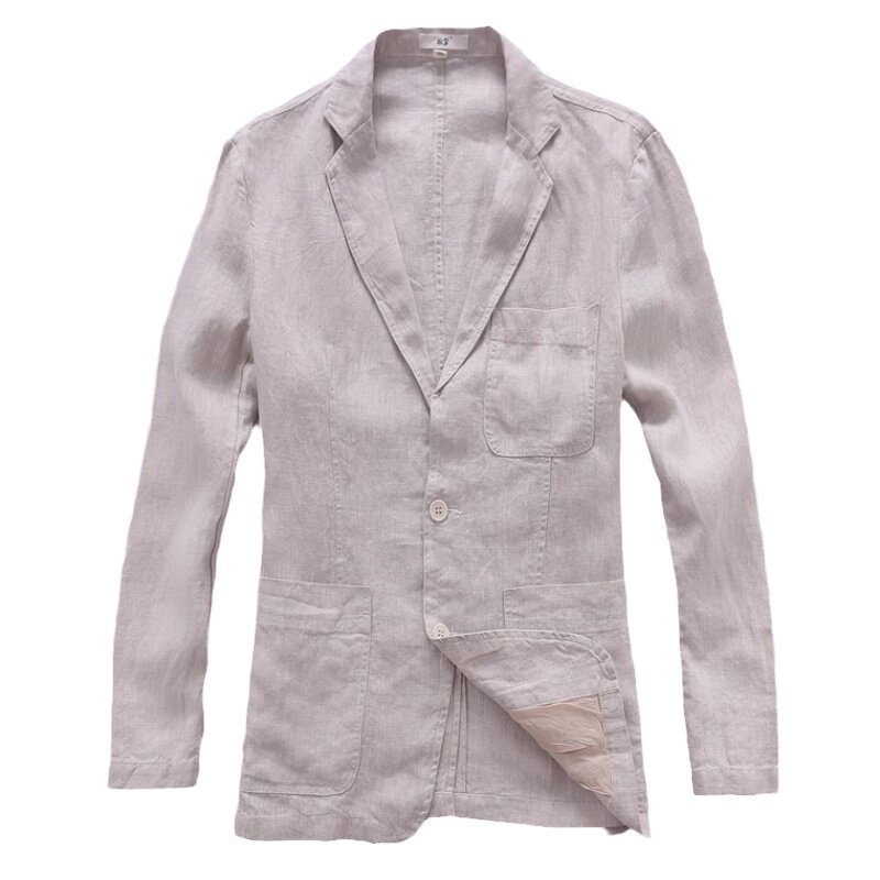 夏季两件套棉麻薄款亚麻西服套装