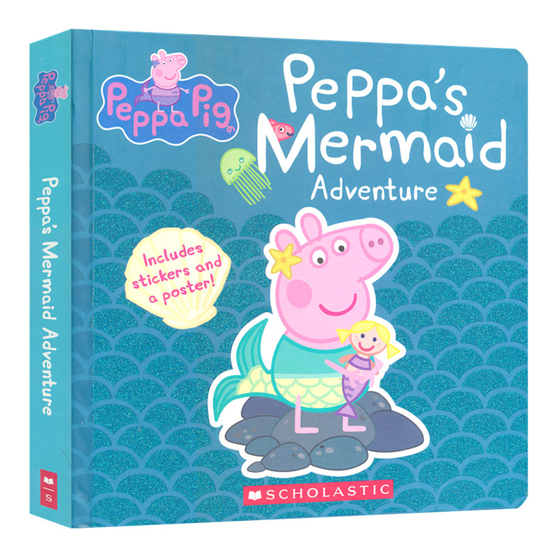 Peppa's Mermaid Adventure 小猪佩奇的美人鱼冒险 图画故事绘本 纸板书 赠海报+贴纸 亲子睡前读物 英文原版进口儿童图书