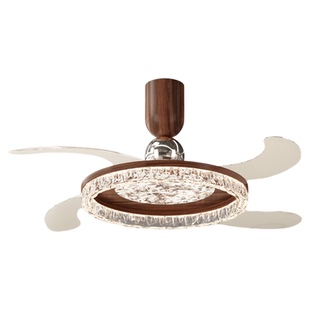 Home隐形风扇灯中古风全光谱护眼卧室灯智能六档变频大风力吊扇灯