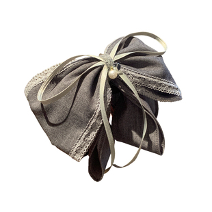 韩国东大门灰色布艺蝴蝶结马尾抓夹女气质秋冬后脑勺鲨鱼夹子发饰