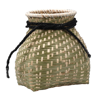 手工竹编小背篓鱼篓竹筐制品装饰幼儿园演出道具收纳筐竹篮采茶篓