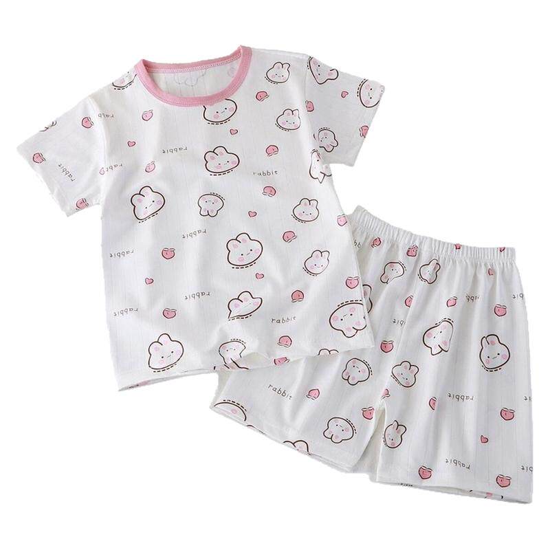 儿童短袖套装夏季男女空调服宝宝睡衣薄款短裤冰丝家居服两件套
