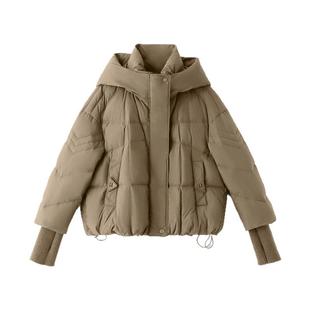 高级感超好看短款羽绒服女冬季2025年新款时尚欧货连帽连帽厚外套
