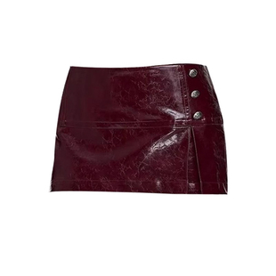 双色油皮不对称迷你皮裙辣妹性感气质短裙半身A字裙安全裤2026春