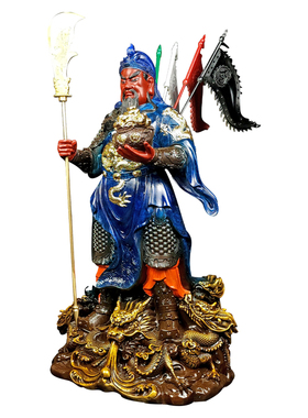 纯黄铜大号关公武财神摆件