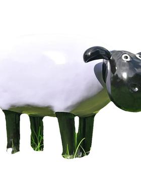 卡通户外景观植草草皮羊雕塑摆件