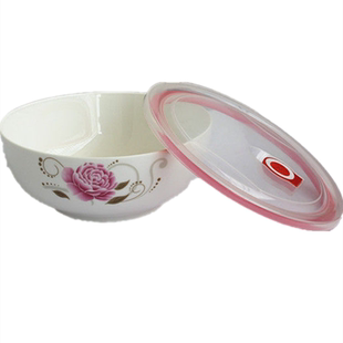 大号汤碗保鲜碗吃面8英寸带盖密封可微波炉陶瓷1.5升超大骨瓷7寸