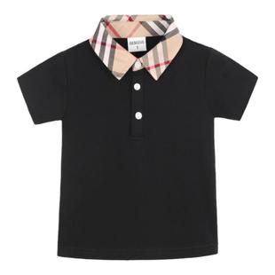 男童t恤短袖翻领夏季新款帅气学院风儿童黑色polo衫纯棉男孩套装