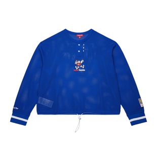 Mitchell&Ness长袖T恤掘金勇士湖人潮流网眼印花轻薄透气罩衫女MN