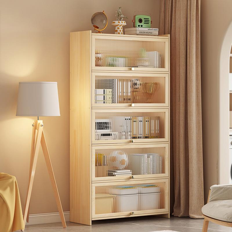 环保简易书柜北欧落地学生置物架书架收纳带柜门储物柜防尘儿童