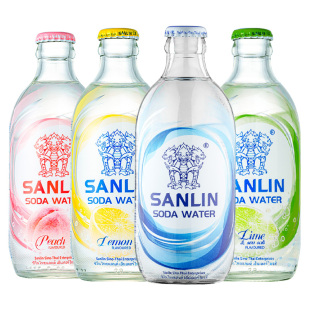 SANLIN三麟苏打水气泡水饮料335ml*4瓶原味柠檬青柠白桃0糖0卡0脂