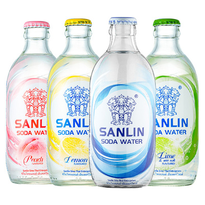 SANLIN三麟气泡水苏打水饮料335ml*4瓶原味柠檬青柠白桃0糖0卡0脂
