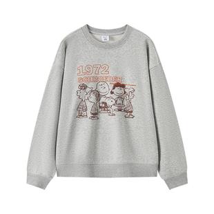 森马史努比系列卫衣女卡通落肩宽松衣服个性秋设计感图案上衣小众