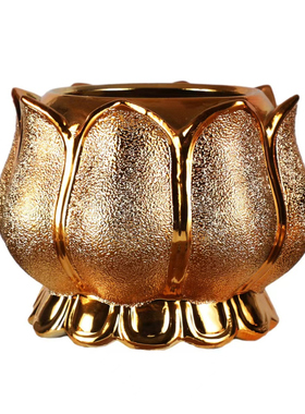 沙金莲花香炉佛家陶瓷佛堂室内小烧家用佛具用品居室供奉仙家财神