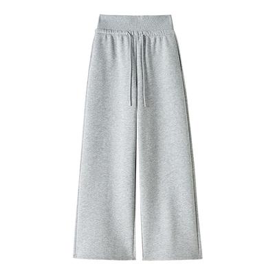 拉夏贝尔加绒灰色阔腿运动裤女