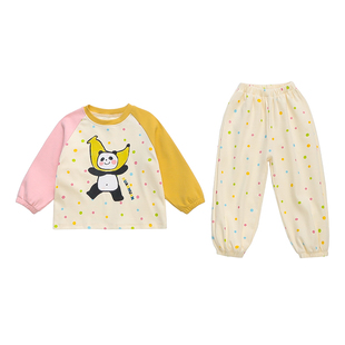 儿童睡衣女童春秋款2026新款纯棉长袖卡通套装女孩宝宝秋装家居服