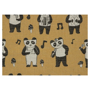 日本进口播州织色织纯棉加厚面料手工DIY卡通家居软布料熊猫乐队