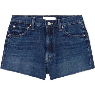 MOTHER DENIM春夏女士仿旧低腰修身深蓝色牛仔短裤