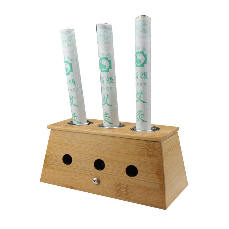 竹制3孔艾灸盒温灸器艾灸器具温灸棒艾灸针灸艾条艾叶艾绒柱
