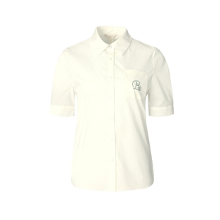 PRICH航海系穿搭翻领棉质短袖衬衫直身正肩简约职场通勤上衣女