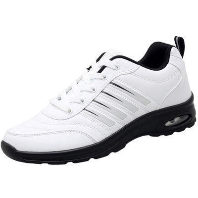 春秋简鳄男鞋黑白色旅游鞋单鞋爸爸健步鞋中老年休闲运动鞋大码45