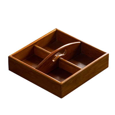 木制手提四宫格茶点盘