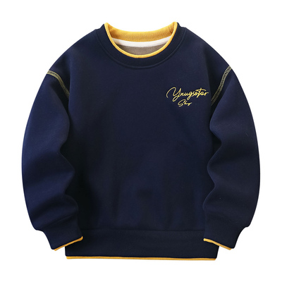 男童纯色华棉一体加撸猫绒卫衣冬