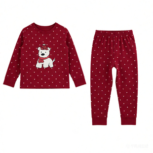 2026儿童女宝宝睡衣保暖纯棉红色年服喜庆女童秋衣秋裤套装家居服