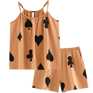 吊带短裤睡衣少女夏季纯棉可爱睡裙家居服夏天纯欲风性感两件套装