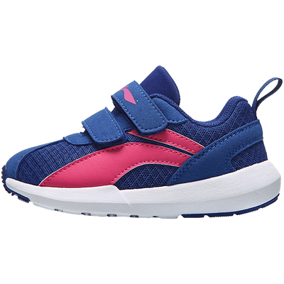 李宁女网面透气小童魔术贴运动鞋