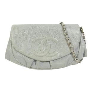 中古二奢Chanel香奈儿女包9新shoulder bag斜挎包牛皮斜挎包蓝色