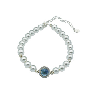 海蓝宝吊坠澳白珍珠手链S925银通勤原创设计师款轻奢小众气质个性