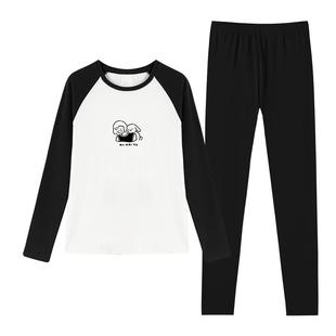 初中高中学生少女秋衣秋裤套装青少年保暖内衣秋冬女大童纯棉毛衫