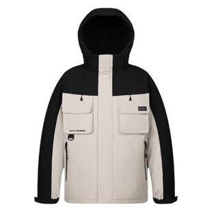 骆驼女装秋冬新款羽绒服女款工装连帽保暖轻薄黑色休闲外套女