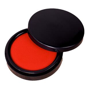 得力红色印台【油性】圆形快干印泥盖章办公财会用品财务便携式速干秒干印油印泥盒蓝印尼硬泥按手印布面9863