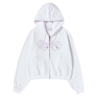 ADLV女款字母短款拉链连帽卫衣外套2025新款巨好看的早秋上衣韩版