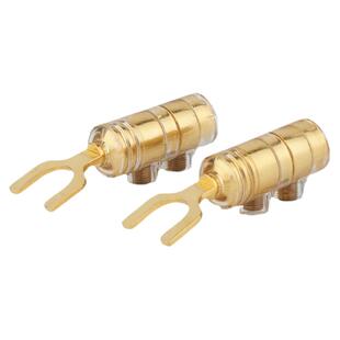 Preffar 镀金Y插发烧HIFI音箱喇叭线连接头 音响Y型插头免焊端子