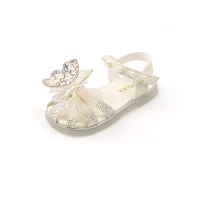 水晶|包头|镂空|蝴蝶结|软底凉鞋