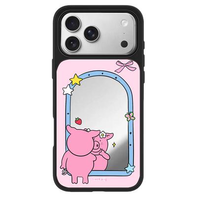 带镜子臭美玛莎猪17promax手机壳Magsafe磁吸适用iphone16搞怪趣味15plus卡通可爱小米17保护套华为pura90女