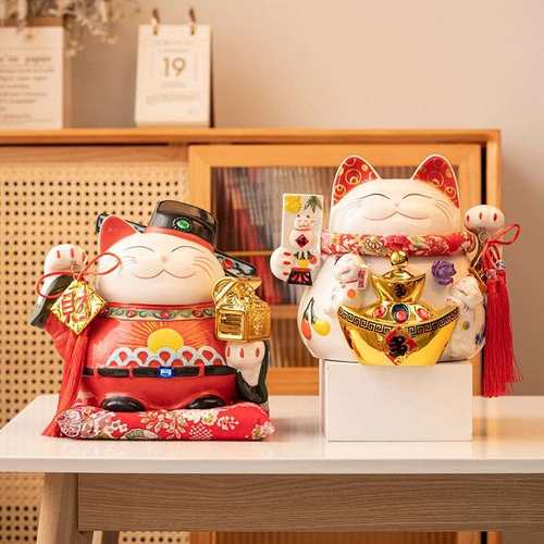 招财猫陶瓷大号存钱罐摆件店铺创意礼品客厅日式家居储蓄罐开业