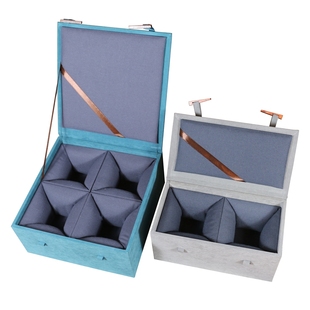 包装盒空盒雪花绒布木扣盒礼品盒紫砂壶盒建盏杯盒高档锦盒笔筒盒