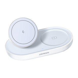 绿联QI磁吸无线充电器支架适用iPhone17promax苹果16手机耳机20W充电底座airpods4pro桌面二合一立式mgasafe