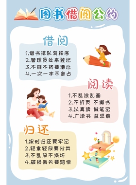 班级教室图书借阅公约墙贴