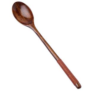 木勺日式长柄木质勺子家用实木餐具调羹搅拌勺汤匙饭勺小蜂蜜勺子