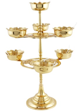 纯铜七星佛前观音酥油灯