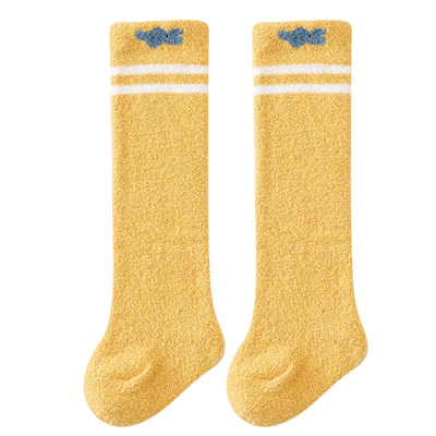 加绒保暖过膝袜长筒袜足迹熊秋冬